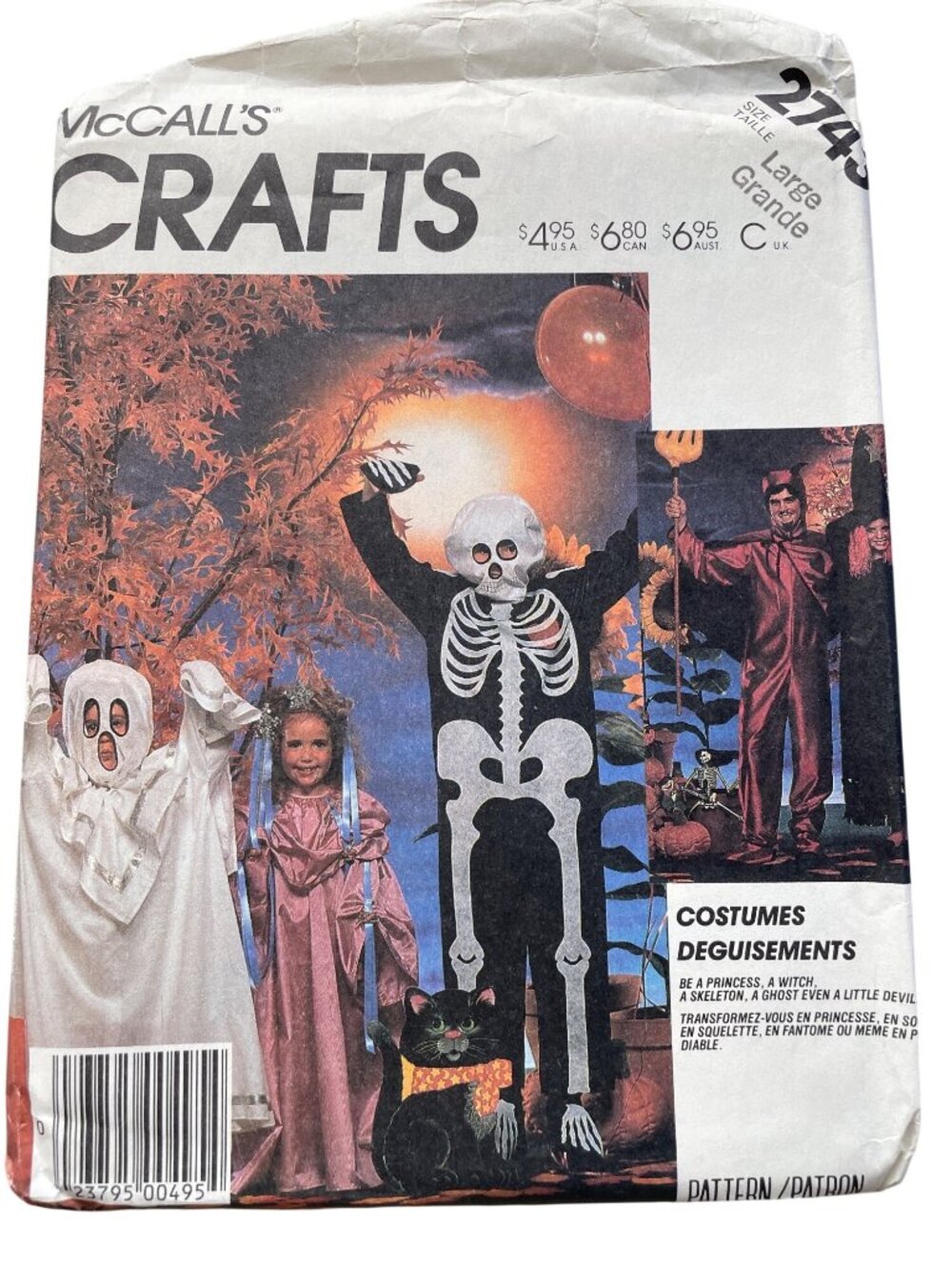 80s McCalls 2743 Halloween Costume Skeleton Ghost Princess Large Cosplay CUT